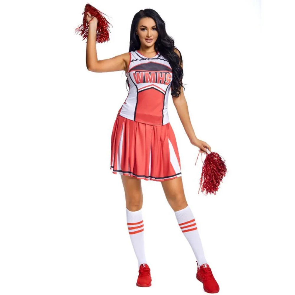 New Adult Kids Schoolgirl Cheer Musical Glee Cheerleader Costumes Stage Performance Clothing Outfit Fancy Dress Women Girl XS-XL