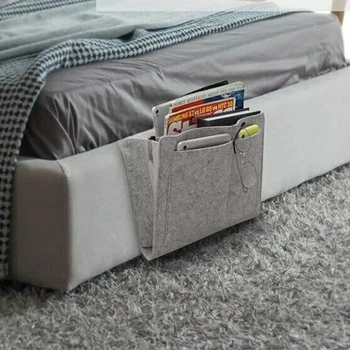 

1 [CS Light Gray / Dark Gray Hanger Organizer Tool Felt Storage Bag Pouch Boxes Bedside Sofa Desk Table