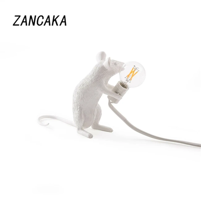 Новинка года. Дизайнерская настольная лампа ZANCAKA из смолы с изображением крысы и мыши. Настольная лампа для детской комнаты. Рождественские настольные лампы для детей. Настольная лампа с художественным декором для кровати