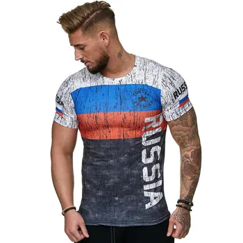 

2020 Summer Russian /German/Espana flag men's casual fashion T-shirt round neck cool and lightweight man's T-shirt