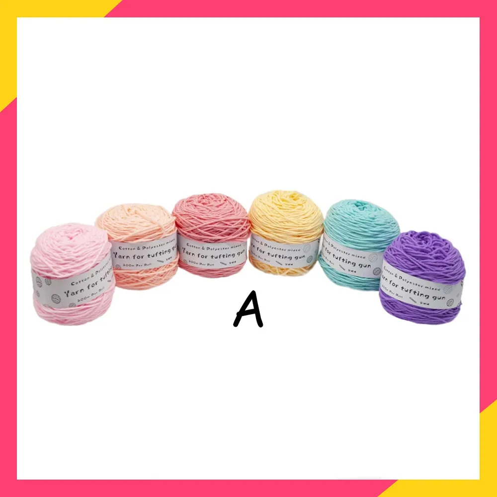 8 Strand Solid Tufting Thread Cotton Tufting Yarn 6roll/set 200m