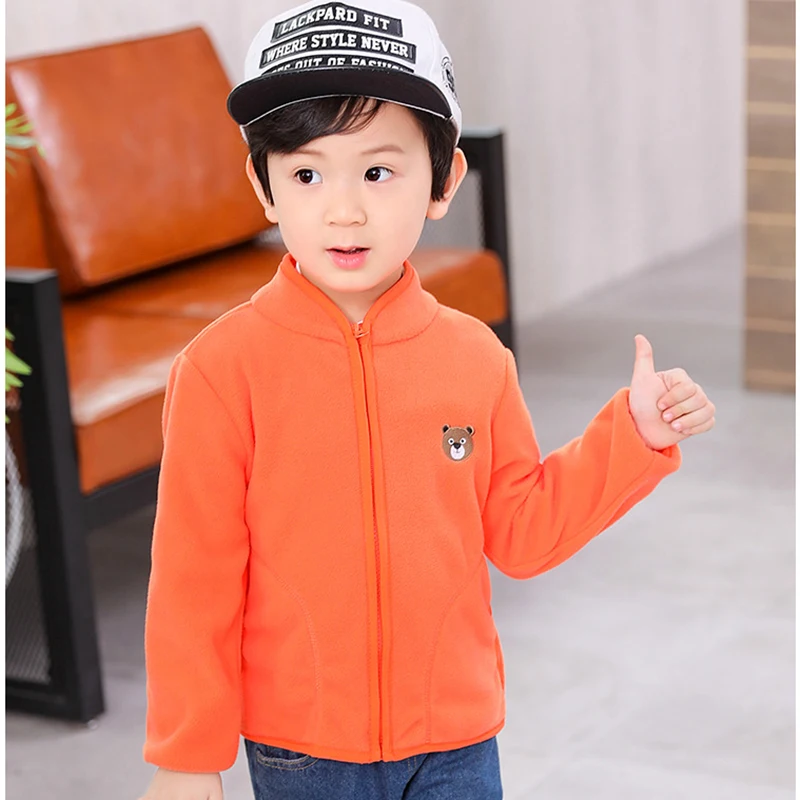 Детская одежда; пальто; детская одежда; сезон весна-осень; куртка для мальчиков и девочек; Детский кардиган; куртка на молнии; детский флисовый свитер - Цвет: orange