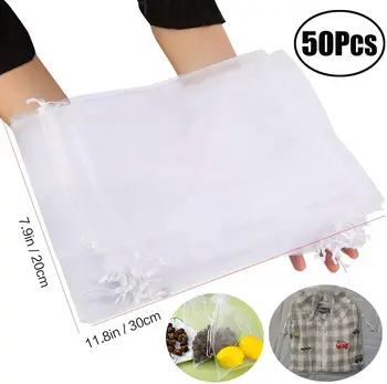 

Lvcky 50PCS 20 x 30 cm, Jewellery Drawstring Bags for Birthday and Wedding, Party, Christmas, Gift Packaging (White)