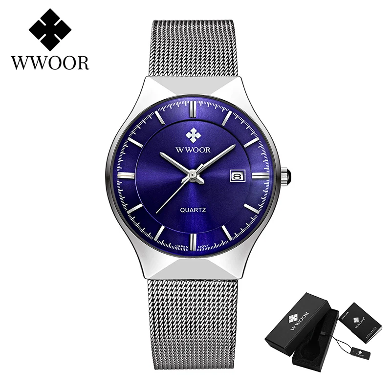 WWOOR Fashion Black Watches Men 2022 Top Luxury Minimalist Ultra thin Quartz Watch Men Casual Waterproof Clock Relogio Masculino 