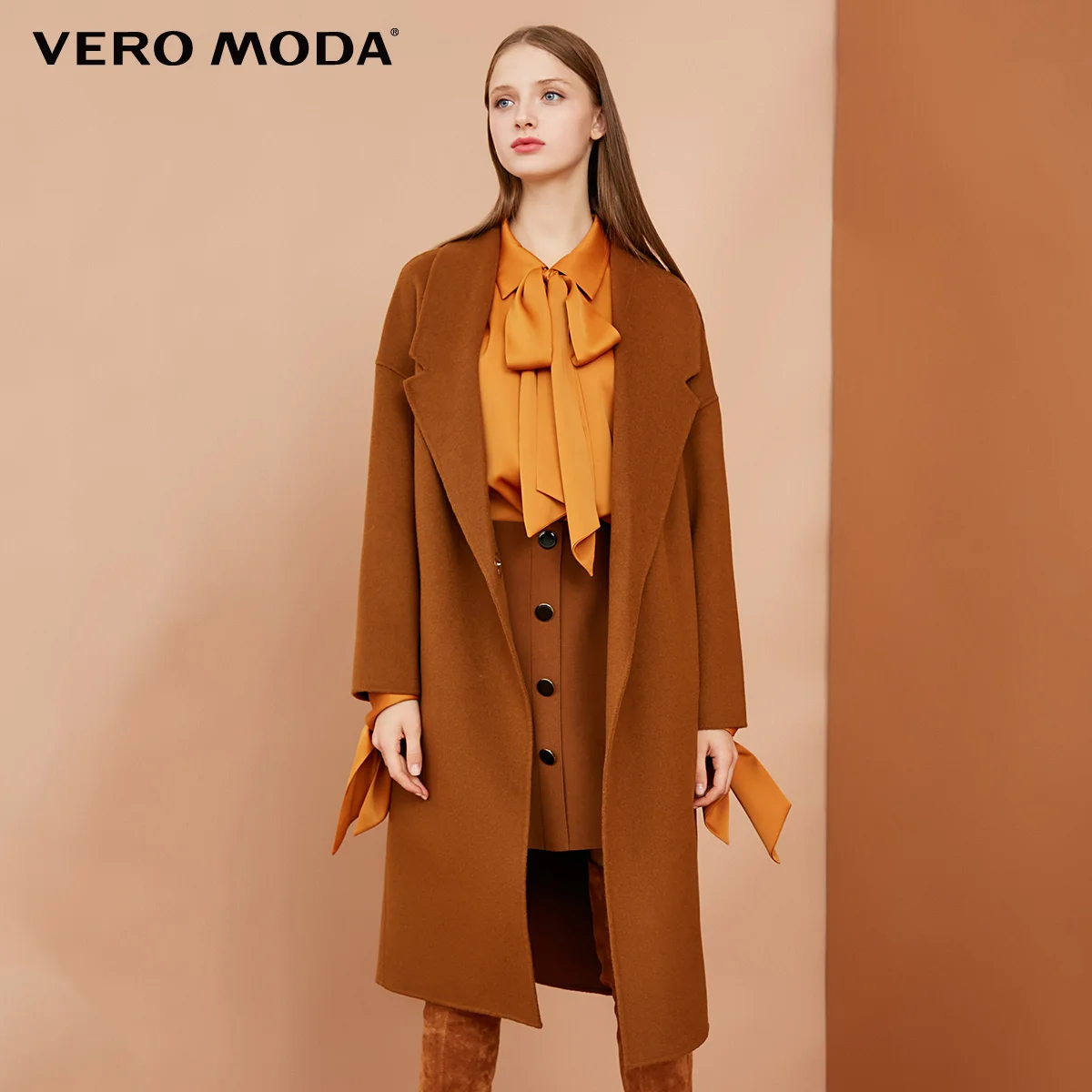 Vero Moda Женское пальто из шерсти с открытыми плечами | 318427509 - Цвет: Burnt caramel