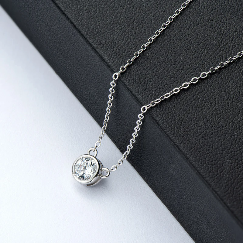 OEVAS 100% 925 Sterling Silver Real 1 Carat D Color Moissanite Pendant Necklace Sparkling Wedding Party Fine Jewelry For Women