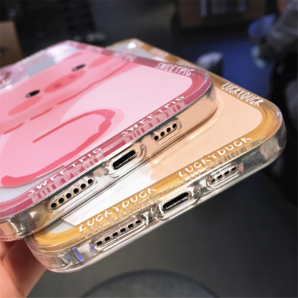 iphone 13 pro max leather case Cute Pink Piggy Baby Duck Phone Case For iPhone 13 Pro Max 11 12 Pro Max XR X 8 7 Plus XS Max SE 2020 Shock Proof Clear Cover 13 pro max cases