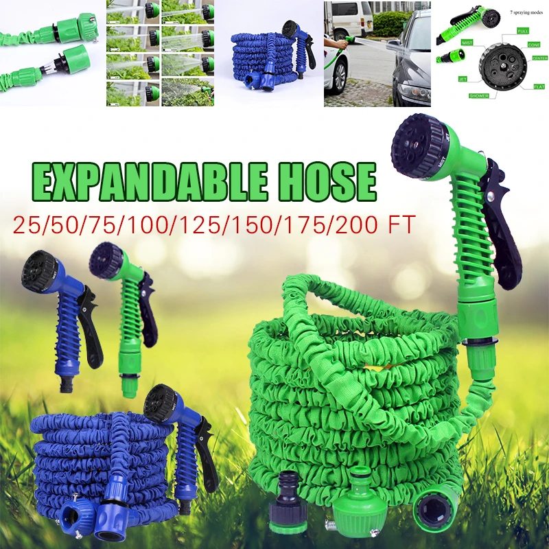25FT 200FT Flexible Garden Hose Expandable Magic Water Hose EU Plastic Hoses Pipe With Spray Gun To Watering Car Wash Spray