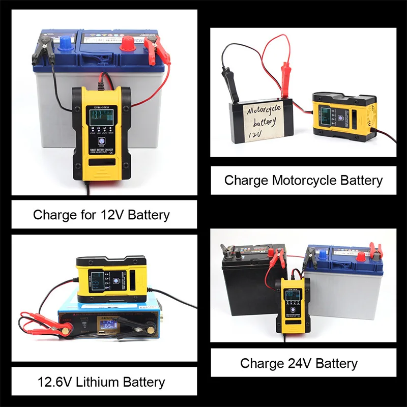 Chargeur de batterie moto voiture auto rapide batteries 12v et 24v
