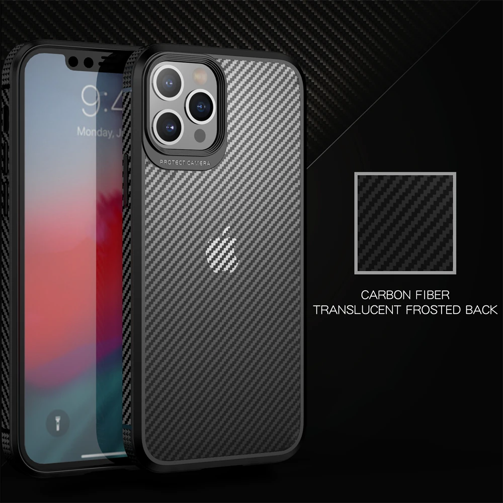 case for iphone 12 pro IPAKY for iPhone 13 Case for iPhone 11 12 Pro Case Carbon Fiber Skin Transparent Acrylic Cover for iPhone 11 12 13 Pro MAX Case iphone 12 pro waterproof case