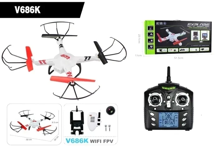 WLtoys V686G FPV RC Дроны с HD камерой Wltoys V686 Профессиональный RC Квадрокоптеры с камерой RC Летающая Камера вертолет