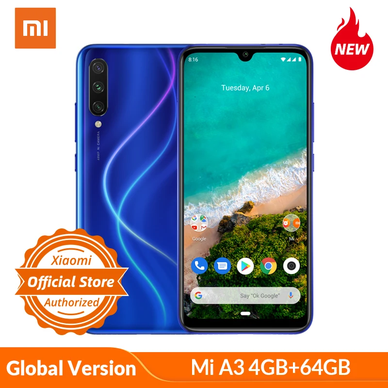 

Global Version Xiaomi Mi A3 Smartphone 4GB 64GB 32MP Selfie Android One Snapdragon 665 48MP 4030mAh 6.09" In-Screen Fingerprient