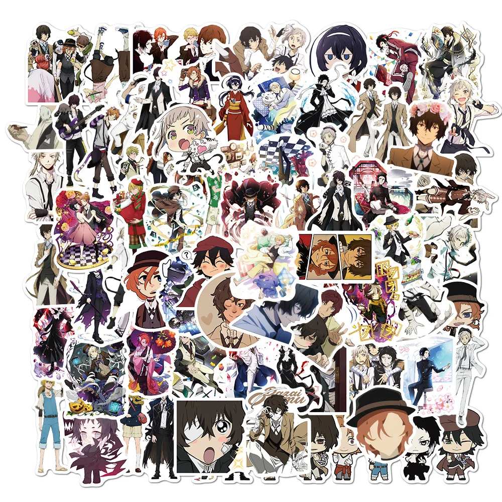 

100pcs Bungo Stray Dogs Anime Sticker Stickers PVC Graffiti Stickers Suitcase Luggage Guitar Car Waterproof for Children Toys