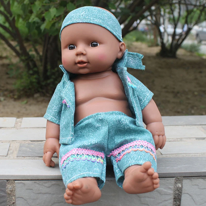 30CM Simulation African American Baby Black Skin Reborn Toddler Doll Lifelike Real Touch Full Body Silicone Gift for Kids |