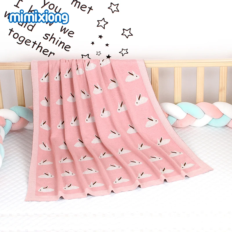 Baby Blankets Knitted Newborn Infant Cartoon Quilts Super Soft Kids Boys Girls Stroller Bed Cover 100*80cm 100% Cotton Knitted