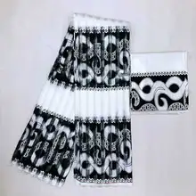 Натуральная шелковая ткань Африканская шелковая восковая шелковая шифоновая ткань 2+ 4 ярдов африканская ткань Дубай кружевная африканская восковая ткань для Пэчворк MO02