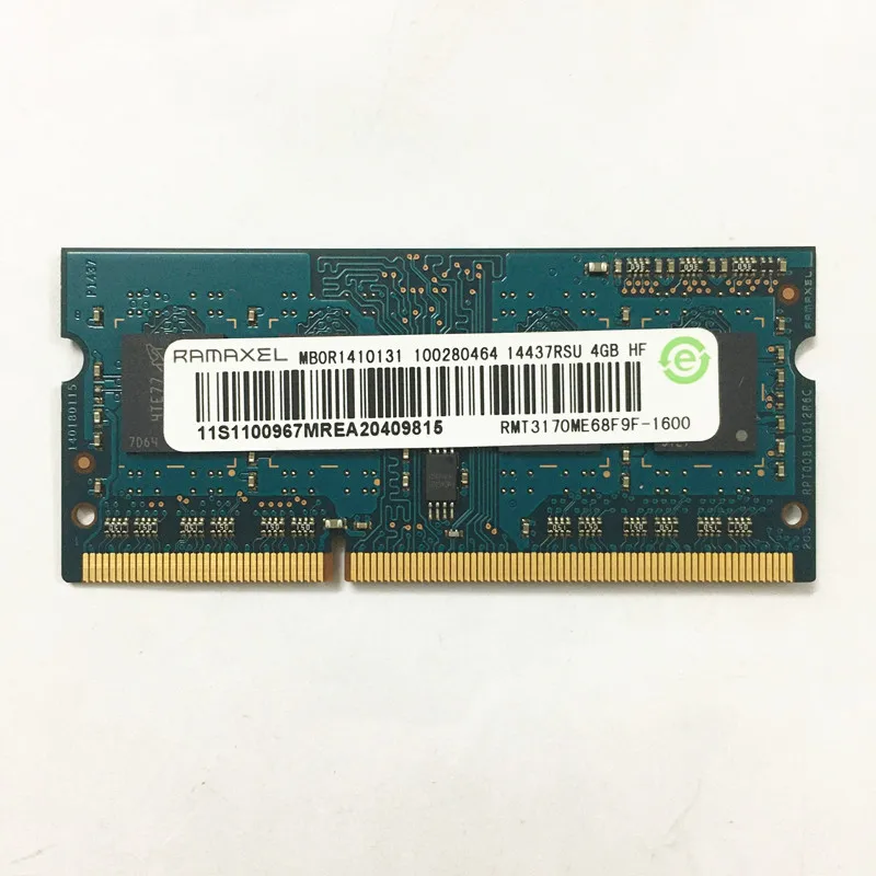 RAMAXEL DDR3 RAMS 4GB 1Rx8 PC3L-12800S-11 DDR3 4GB 1600MHz memoria del ordenador portátil
