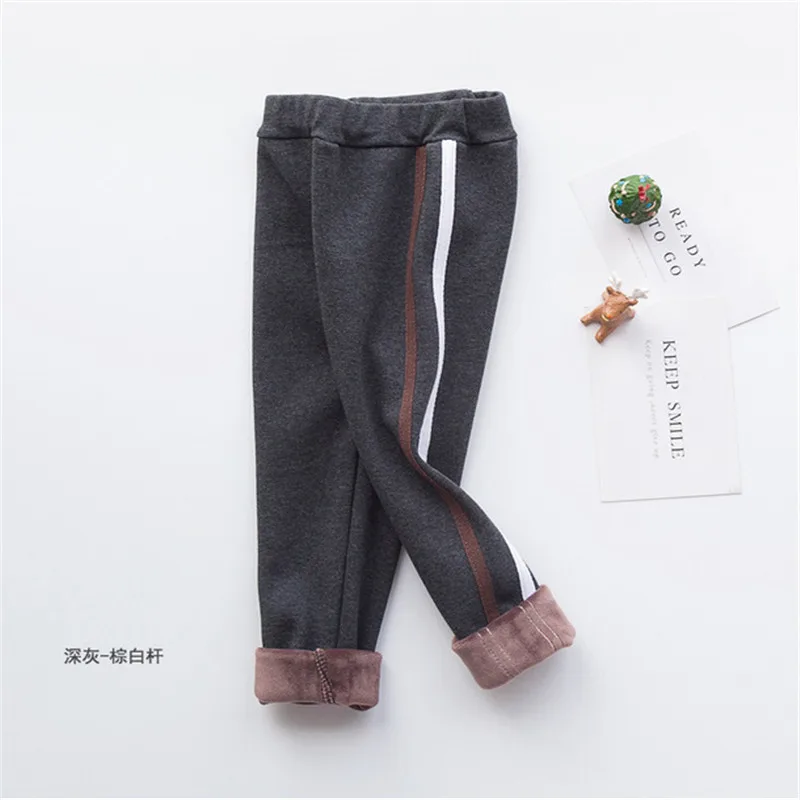 New Girls Warm Pants Winter Children Thicken Outwear Pants Cotton Stripe Kids Long Trousers Baby Casual Trousers 3-8year