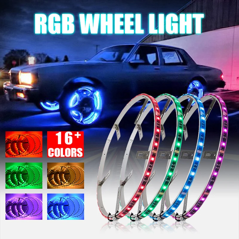 4 шт. 15 5 дюймов RGB Ступица колеса лампа светодиодный светильник комплект 5050 SMD