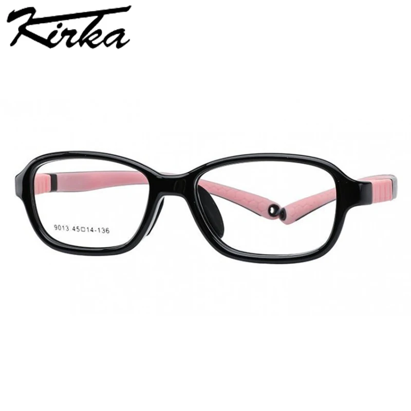 Kirka Children Eyeglasses Frames Full Rim Boy Girl Glasses TR90 Light Rectangle Flexible Kid Glasses Frame Non-slip Temples 9013 optical glasses frames