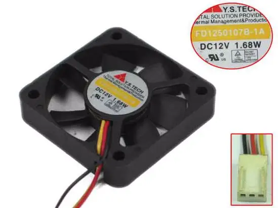 

Y.S TECH FD1250107B-1A DC 12V 1.68W 50x50X10mm 3-wire Server Cooling Fan