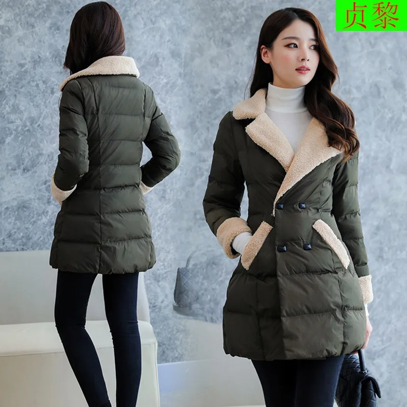 

2017 New Style Mid-length CHIC Winter Cotton Dress South Korea Women's Lambs Wool Slim Fit Slimming Waist Hugging Korean-style C