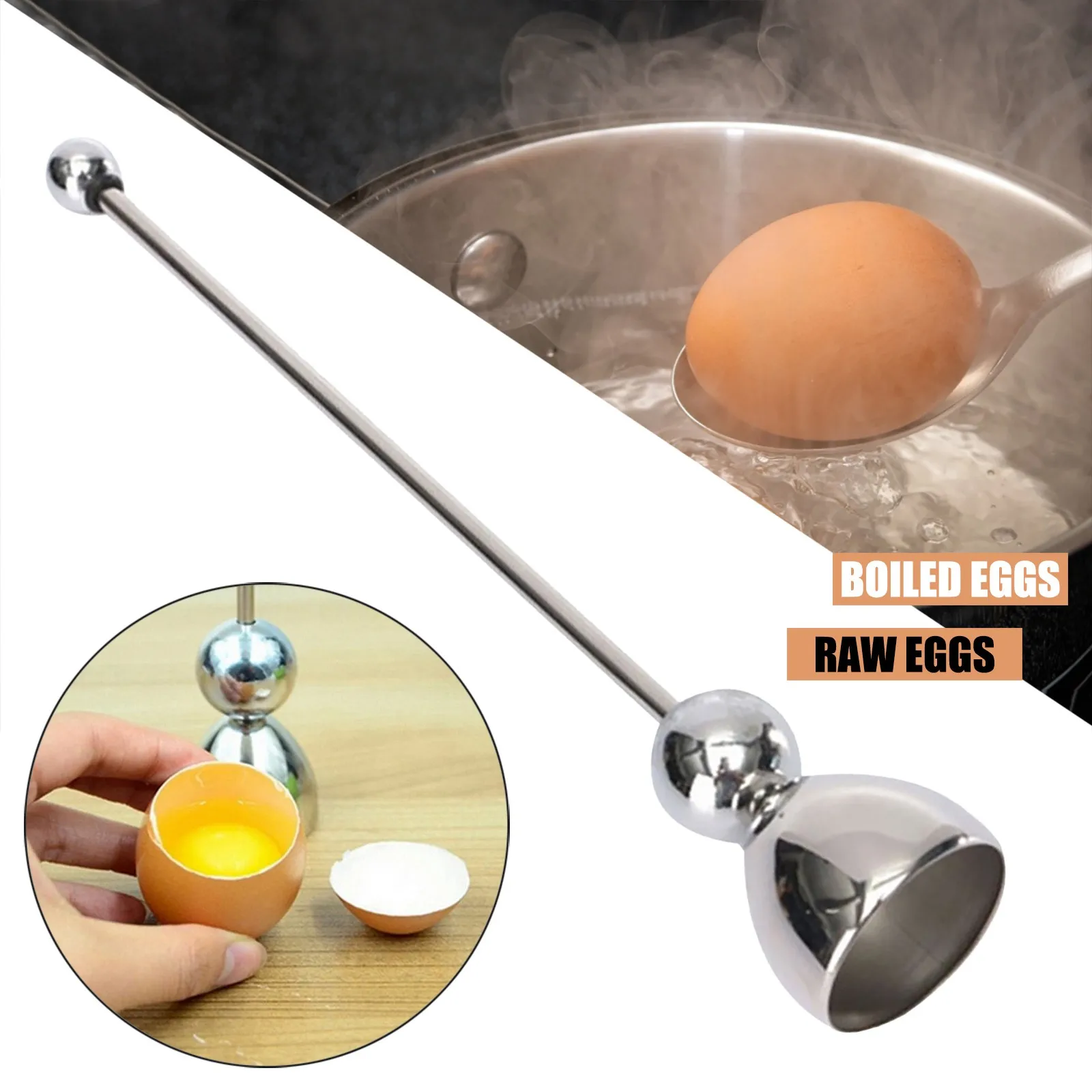 Egg Cracker Attachment Set For Soft Cooked Eggs. Stainless Steel Scale
