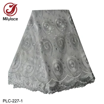 

High Quality African Swiss Cotton Lace Fabric with Stones Nigerian Style Voile Cord Lace Fabric for Garment PLC-227