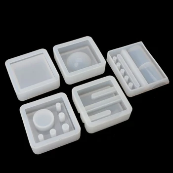 

5Pcs Silicone Mold Card Storage Pen Holder Pencil Holder Ashtray Epoxy Resin Casting Mold Office Desk Ornaments Handmade