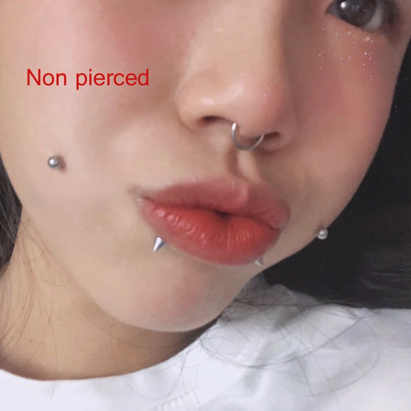 Piercing Jewelry Fake Lip Ring Stud Nose Ring Eyebow Dimple Sticker 20PCs Ball Stainless Steel