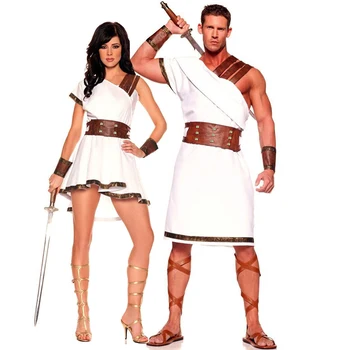 

Halloween Adult Greek Mythology Couple Costume Medieval Arabic Roman Warrior Cosplay Carnival Party Fancy Dress