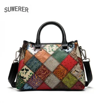 

SUWERER NEW Women Genuine Leather Handbags Real Cowhide bag Fashion famous brand cowhide leather shoulder bag women