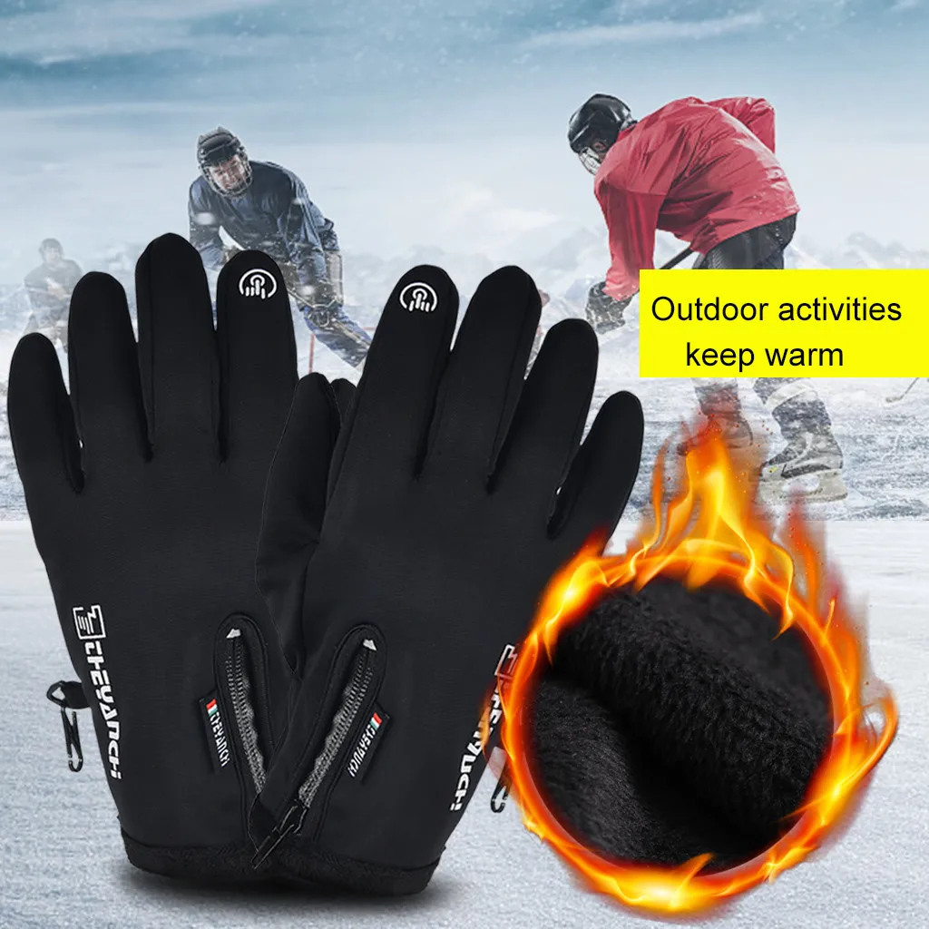 Унисекс Зимние теплые уличные спортивные водонепроницаемые ветрозащитные индукционные перчатки для езды на велосипеде, велосипеде, лыжах, рыбалки, перчатки# YL5