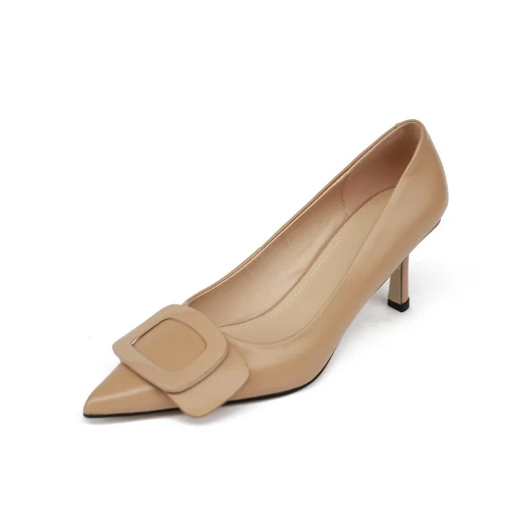 

Cowhide High-Heel Tendon Outsole Foot Covering Low-Cut Fashion Single Elegant Big Range of Hand BEEKING Party Fastener-Shoes