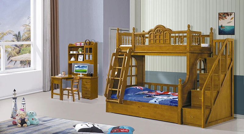 Оптовая дешевая цена Китай Фошань твердой древесины детей двухъярусные кровати