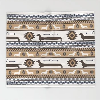 

Boho Dogs Smooth Dachshund tan Throw Blanket Warm Microfiber Sofa Bedding