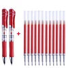 (Set of 2Pen+10 Refills) Press Type Gel Pen Black/blue/red Ink Bullet Spring 0.5 Mm School and Office Supplies (not Erasable) 6