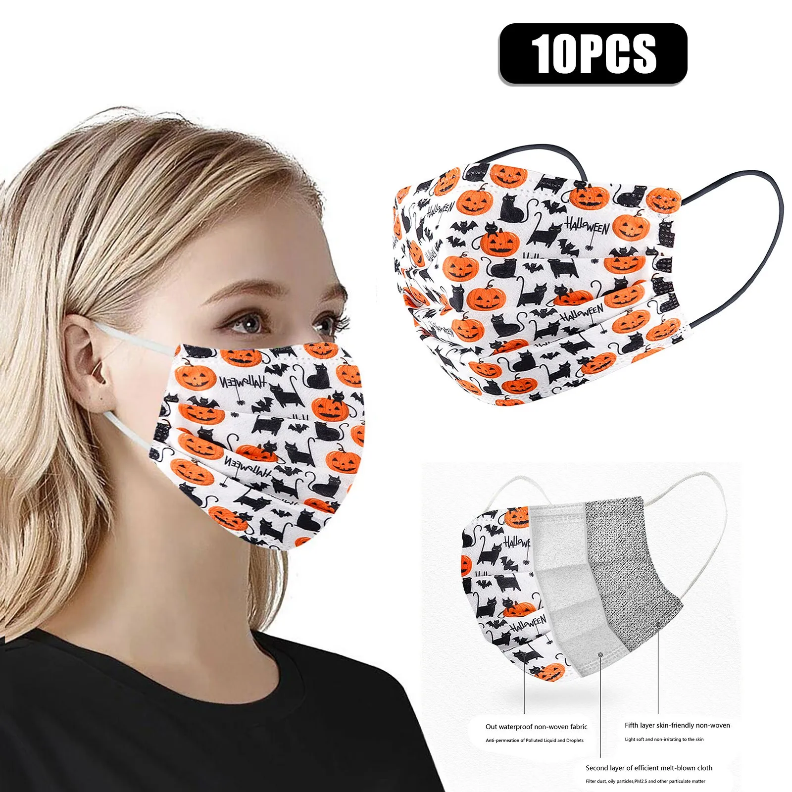 50/100pcs Halloween Cosplay Mascarillas Disposable Face Mask For Adult Print Face Masks Mascarilla Desechable Masque Jetables 5