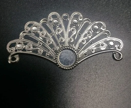 rhodium 29x55mm 20 шт./лот Секторное Филигранное металлическое украшение для самостоятельного изготовления ювелирных изделий Аксессуары веерообразные - Цвет: rhodium 29x55mm