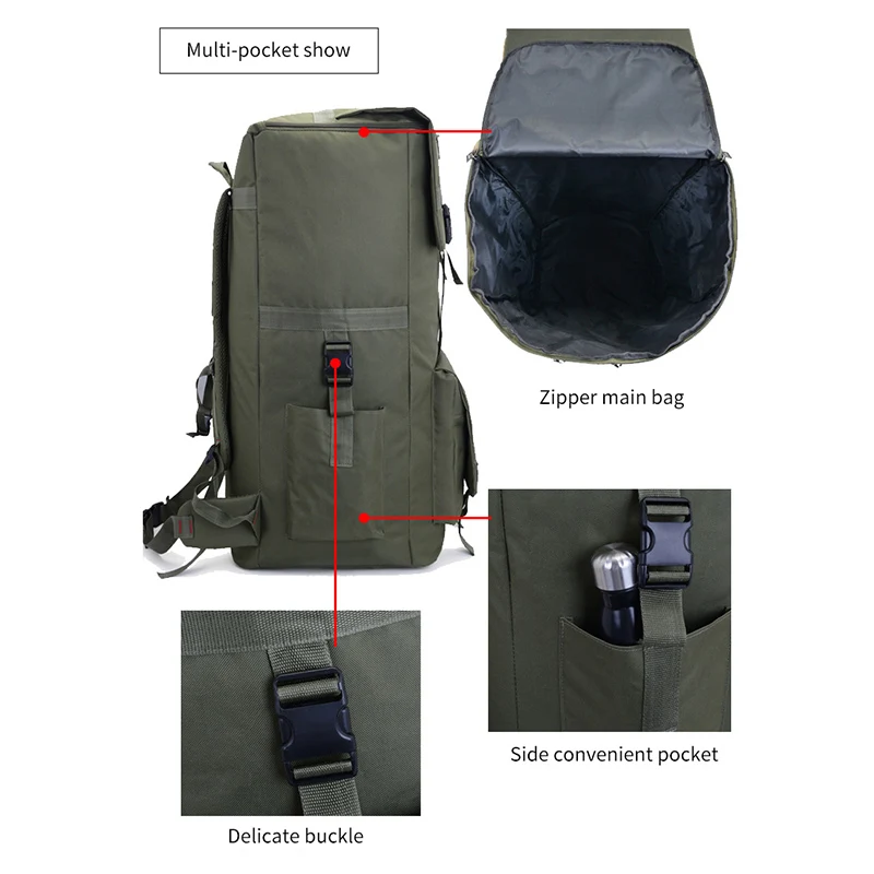 60l Tactical Bag Men's Travel Handbag Large Capacity Camping Bag