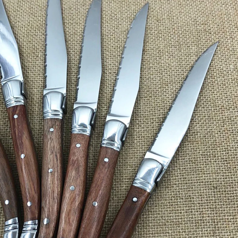 aço inoxidável faca ocidental talheres madeira lidar