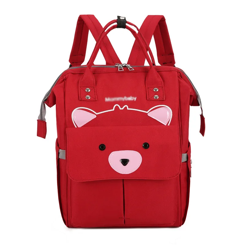Рюкзак для мам, сумка для детских подгузников, водонепроницаемая многофункциональная сумка для кормления, Большая вместительная сумка для путешествий, дизайнерские сумки для коляски - Цвет: Red bear