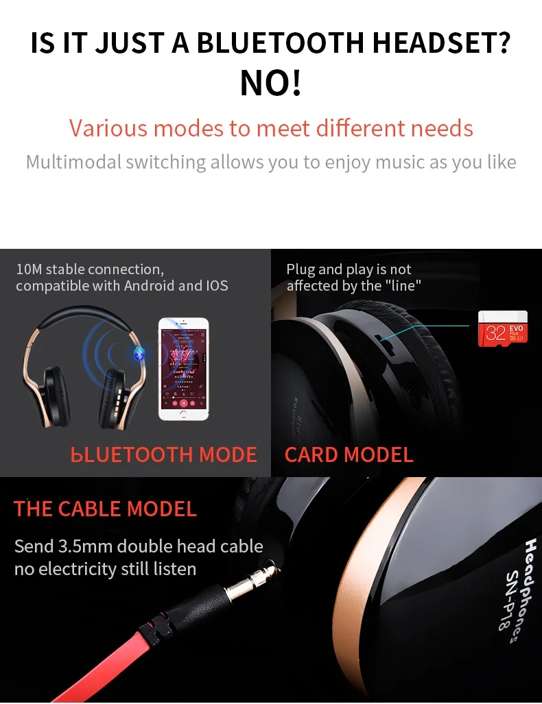 CLAITE SN-P18 беспроводные bluetooth наушники Складные стерео Hi-Fi 3,5 мм аудио TF карта игровые музыкальные наушники с микрофоном для ПК PUBG