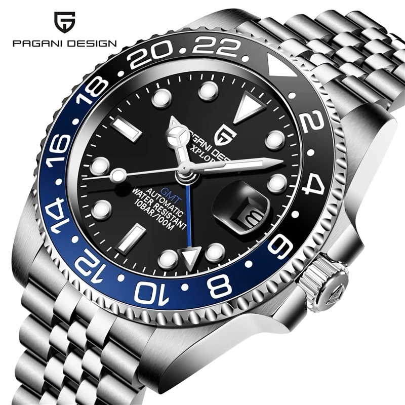 PAGANI DESIGN 40mm GMT Men's Mechanical Watches 100M Waterproof Top Brand Sapphire Glass Stainless Steel Business Men's Watch 2