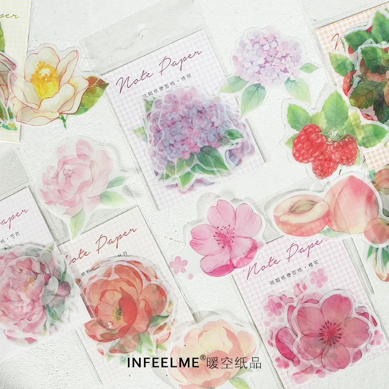 

Beautiful Flower Bullet Journal Decorative Transparent Sticky Notes Memo Pad Marker N Times Sticky Diary Japanese Stationary