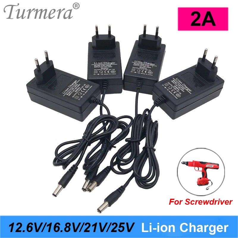 Зарядное устройство для литиевых батарей Turmera 12 6 в 16 8 21 25 2 А 18650 5 5*2 1 мм 3S 4S 6S В
