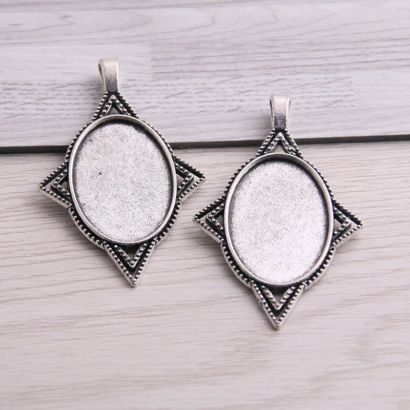 SWEET BELL 6pcs Antique /Bronze Metal Alloy Pierced Oval 7 Style Cabochon Base Setting Charms Pendant | Украшения и аксессуары
