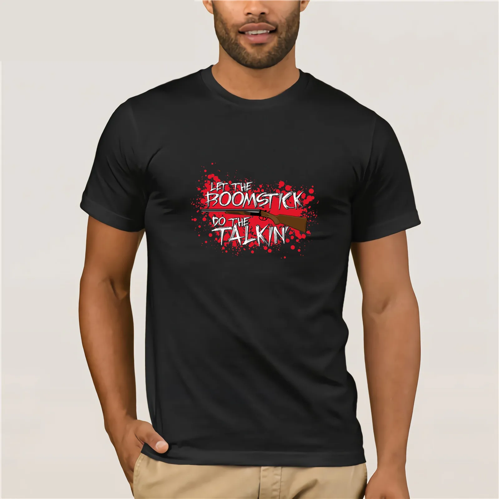 Пусть футболка boomstick do the talkin' gun летняя крутая разные цвета футболки высокого