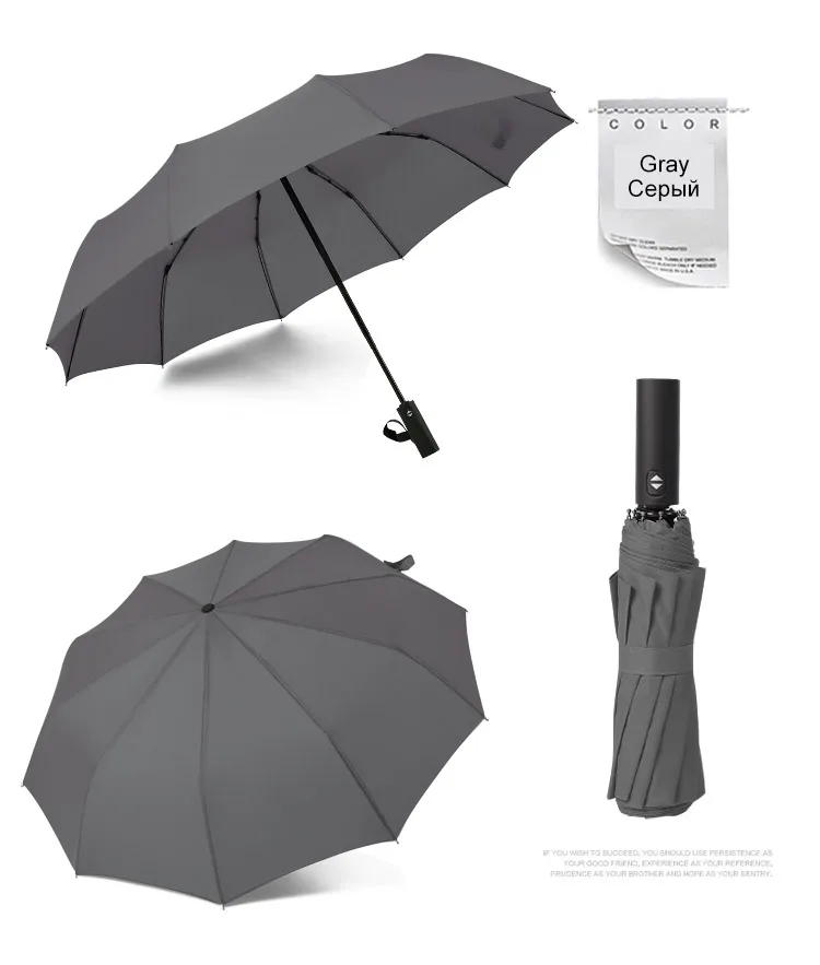 Длинная ручка 12K зонтик для мужчин сильный ветростойкий женские зонты от дождя 3 складной автоматический бизнес портативный открытый зонтик