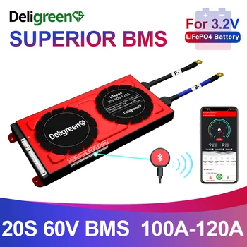 

Smart BMS 24S 80A 100A 120A 72V Li-FePO4 BMS 3.2v rated battery pack bluetooth rs485 can sofeware control EV Power storage